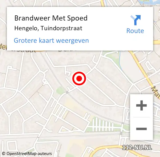 Locatie op kaart van de 112 melding: Brandweer Met Spoed Naar Hengelo, Tuindorpstraat op 18 juli 2024 17:05