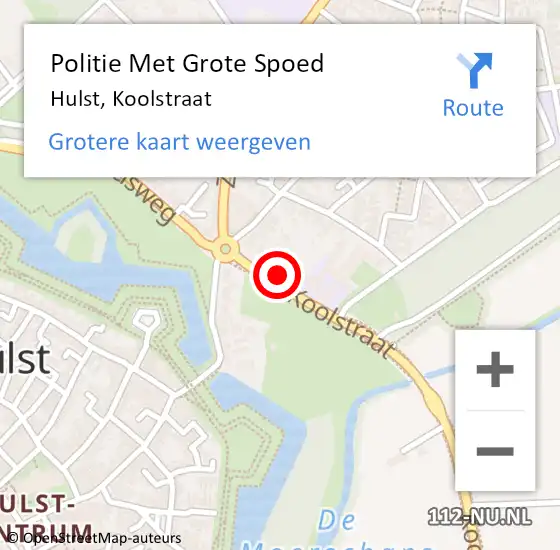 Locatie op kaart van de 112 melding: Politie Met Grote Spoed Naar Hulst, Koolstraat op 18 juli 2024 17:22