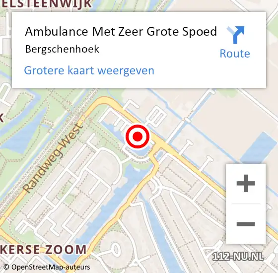 Locatie op kaart van de 112 melding: Ambulance Met Zeer Grote Spoed Naar Bergschenhoek op 18 juli 2024 17:46