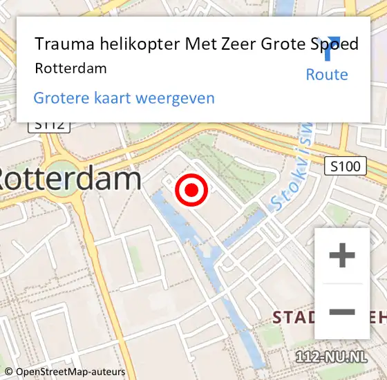 Locatie op kaart van de 112 melding: Trauma helikopter Met Zeer Grote Spoed Naar Rotterdam op 18 juli 2024 17:57