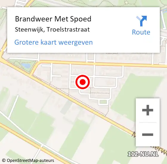 Locatie op kaart van de 112 melding: Brandweer Met Spoed Naar Steenwijk, Troelstrastraat op 18 juli 2024 18:00