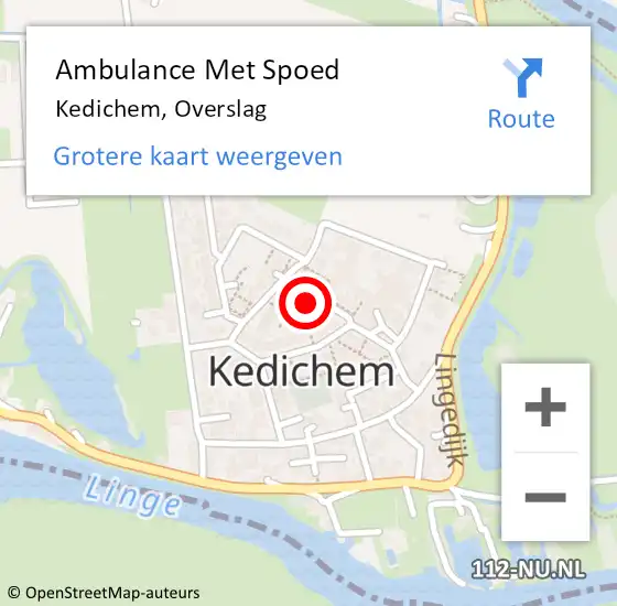 Locatie op kaart van de 112 melding: Ambulance Met Spoed Naar Kedichem, Overslag op 18 juli 2024 18:03