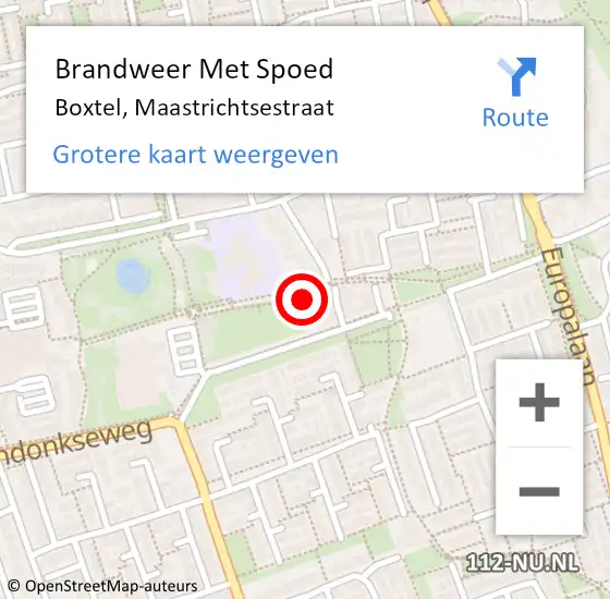 Locatie op kaart van de 112 melding: Brandweer Met Spoed Naar Boxtel, Maastrichtsestraat op 18 juli 2024 18:13