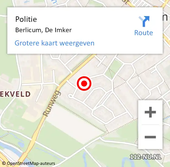 Locatie op kaart van de 112 melding: Politie Berlicum, De Imker op 18 juli 2024 18:17