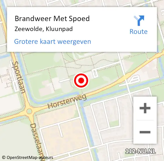 Locatie op kaart van de 112 melding: Brandweer Met Spoed Naar Zeewolde, Kluunpad op 18 juli 2024 18:23