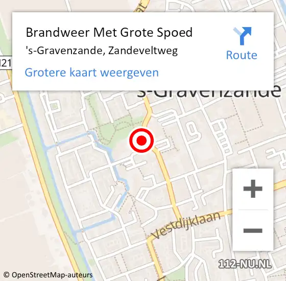 Locatie op kaart van de 112 melding: Brandweer Met Grote Spoed Naar 's-Gravenzande, Zandeveltweg op 18 juli 2024 18:47