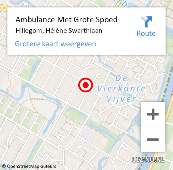 Locatie op kaart van de 112 melding: Ambulance Met Grote Spoed Naar Hillegom, Hélène Swarthlaan op 18 juli 2024 18:51