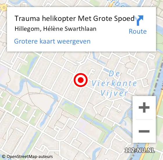 Locatie op kaart van de 112 melding: Trauma helikopter Met Grote Spoed Naar Hillegom, Hélène Swarthlaan op 18 juli 2024 18:52