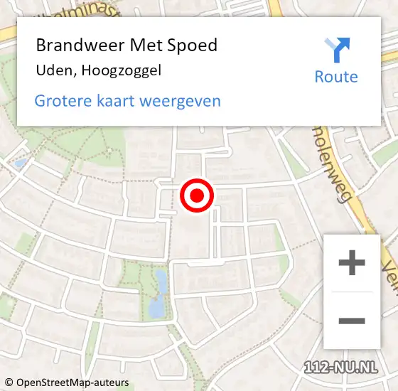 Locatie op kaart van de 112 melding: Brandweer Met Spoed Naar Uden, Hoogzoggel op 18 juli 2024 18:55