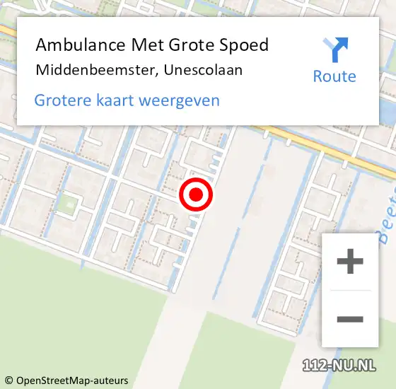 Locatie op kaart van de 112 melding: Ambulance Met Grote Spoed Naar Middenbeemster, Unescolaan op 18 juli 2024 19:05