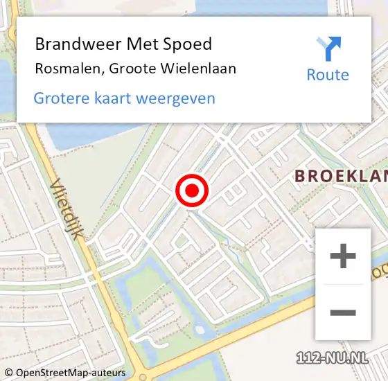 Locatie op kaart van de 112 melding: Brandweer Met Spoed Naar Rosmalen, Groote Wielenlaan op 18 juli 2024 19:08