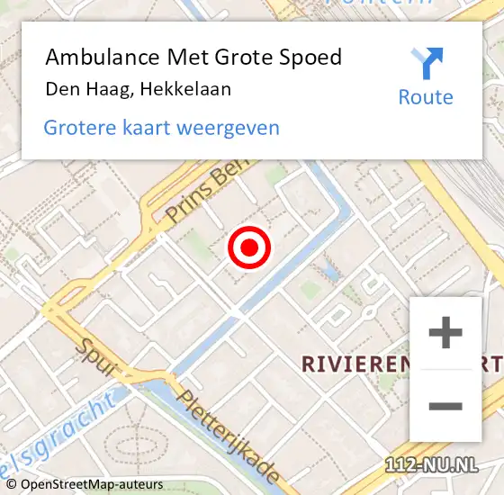 Locatie op kaart van de 112 melding: Ambulance Met Grote Spoed Naar Den Haag, Hekkelaan op 18 juli 2024 19:10