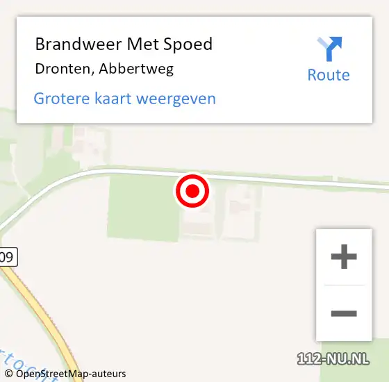 Locatie op kaart van de 112 melding: Brandweer Met Spoed Naar Dronten, Abbertweg op 18 juli 2024 19:14