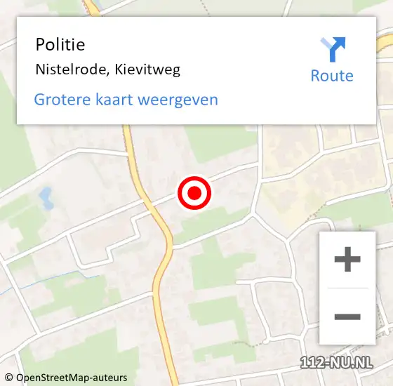 Locatie op kaart van de 112 melding: Politie Nistelrode, Kievitweg op 18 juli 2024 19:19