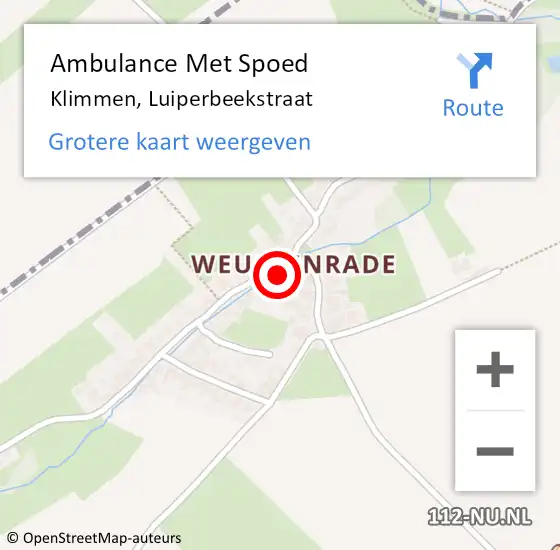 Locatie op kaart van de 112 melding: Ambulance Met Spoed Naar Klimmen, Luiperbeekstraat op 13 oktober 2014 15:06