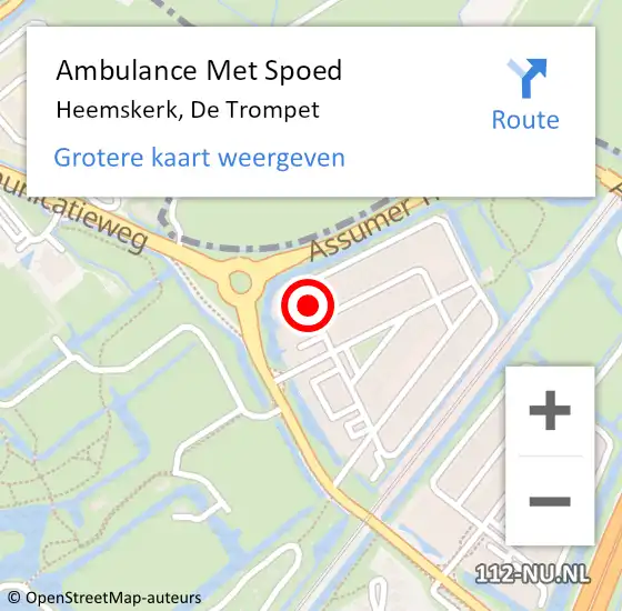 Locatie op kaart van de 112 melding: Ambulance Met Spoed Naar Heemskerk, De Trompet op 18 juli 2024 19:48