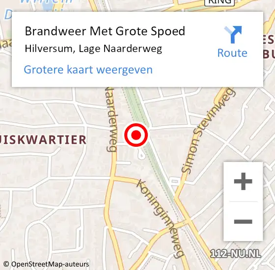 Locatie op kaart van de 112 melding: Brandweer Met Grote Spoed Naar Hilversum, Lage Naarderweg op 18 juli 2024 20:09