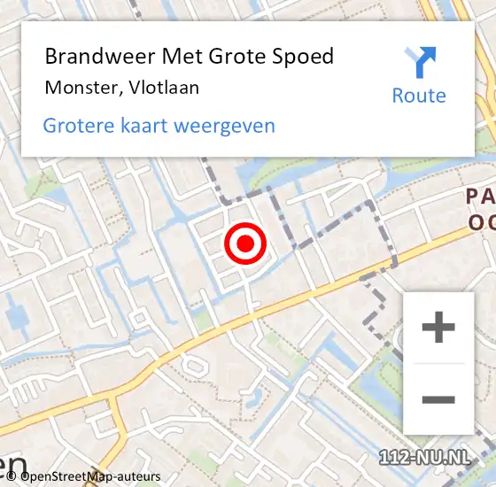 Locatie op kaart van de 112 melding: Brandweer Met Grote Spoed Naar Monster, Vlotlaan op 18 juli 2024 20:14