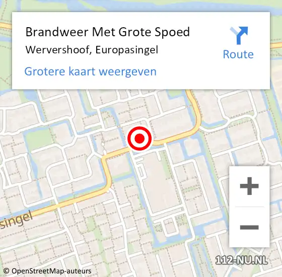 Locatie op kaart van de 112 melding: Brandweer Met Grote Spoed Naar Wervershoof, Europasingel op 18 juli 2024 20:25