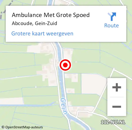 Locatie op kaart van de 112 melding: Ambulance Met Grote Spoed Naar Abcoude, Gein-Zuid op 18 juli 2024 20:26