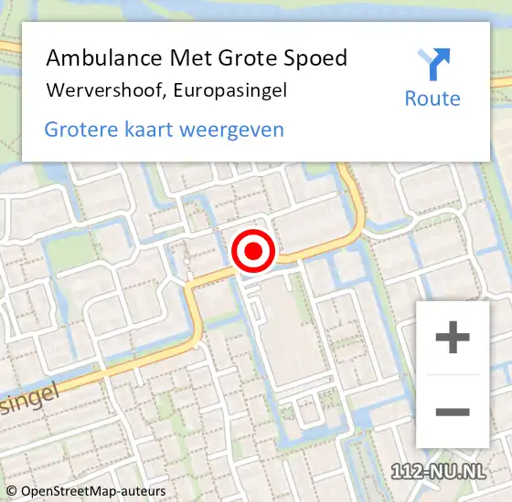 Locatie op kaart van de 112 melding: Ambulance Met Grote Spoed Naar Wervershoof, Europasingel op 18 juli 2024 20:33