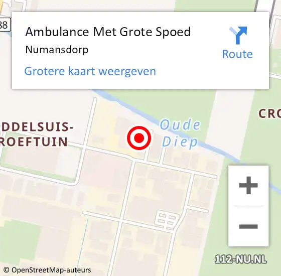 Locatie op kaart van de 112 melding: Ambulance Met Grote Spoed Naar Numansdorp op 18 juli 2024 20:34