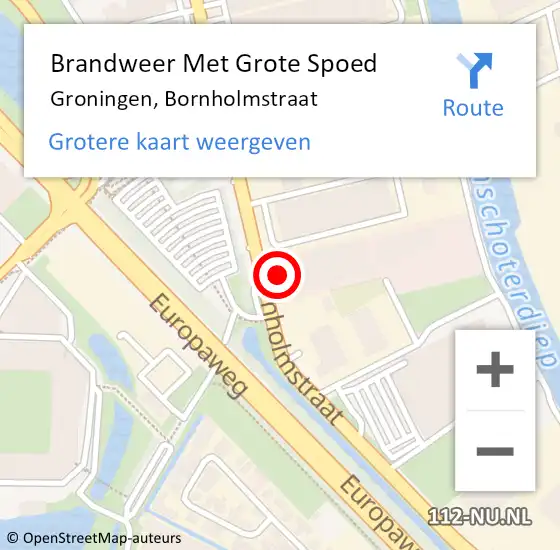 Locatie op kaart van de 112 melding: Brandweer Met Grote Spoed Naar Groningen, Bornholmstraat op 18 juli 2024 20:40