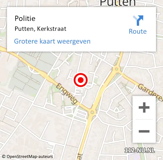 Locatie op kaart van de 112 melding: Politie Putten, Kerkstraat op 18 juli 2024 20:51