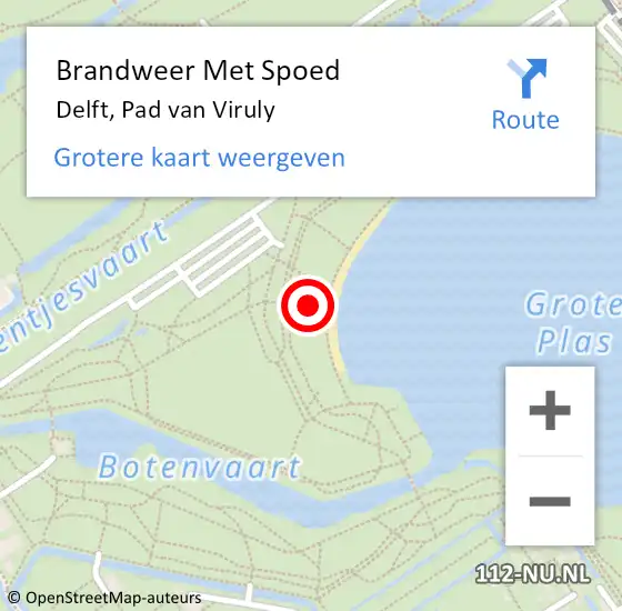 Locatie op kaart van de 112 melding: Brandweer Met Spoed Naar Delft, Pad van Viruly op 18 juli 2024 20:54