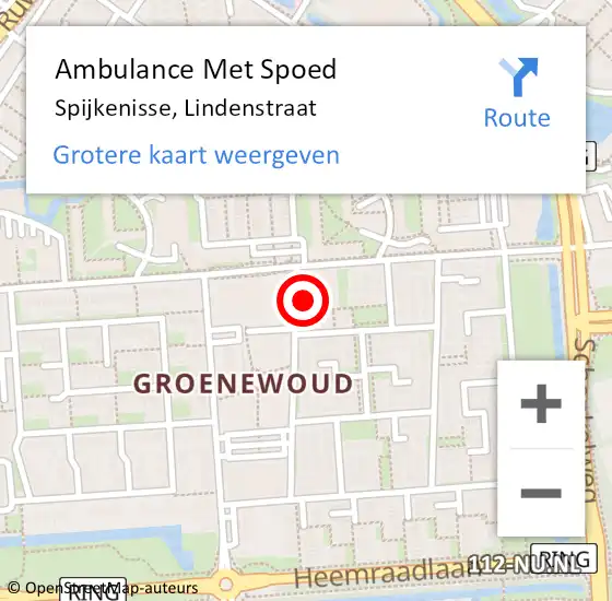 Locatie op kaart van de 112 melding: Ambulance Met Spoed Naar Spijkenisse, Lindenstraat op 18 juli 2024 21:06