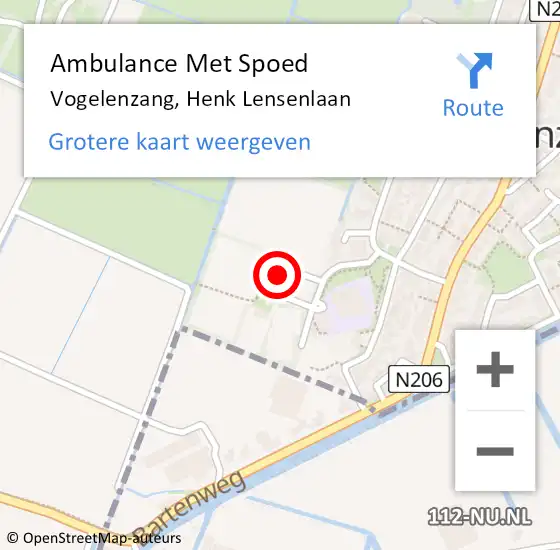 Locatie op kaart van de 112 melding: Ambulance Met Spoed Naar Vogelenzang, Henk Lensenlaan op 18 juli 2024 21:11