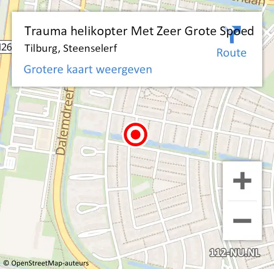Locatie op kaart van de 112 melding: Trauma helikopter Met Zeer Grote Spoed Naar Tilburg, Steenselerf op 18 juli 2024 21:18