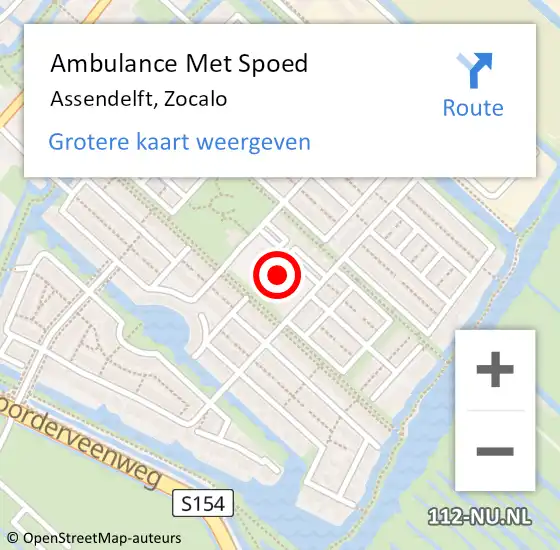 Locatie op kaart van de 112 melding: Ambulance Met Spoed Naar Assendelft, Zocalo op 18 juli 2024 21:23