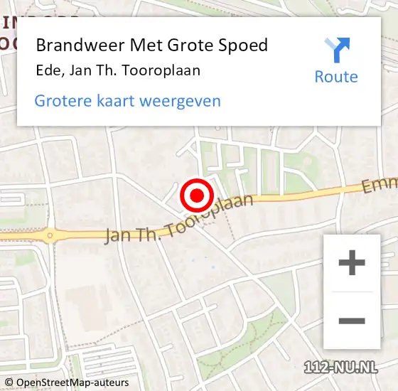 Locatie op kaart van de 112 melding: Brandweer Met Grote Spoed Naar Ede, Jan Th. Tooroplaan op 18 juli 2024 21:29