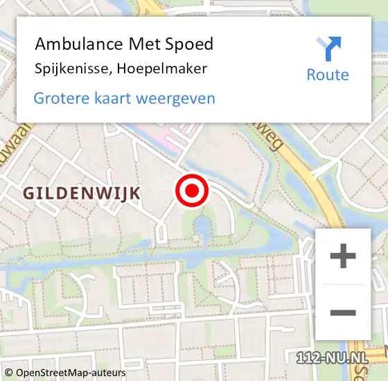 Locatie op kaart van de 112 melding: Ambulance Met Spoed Naar Spijkenisse, Hoepelmaker op 18 juli 2024 22:05