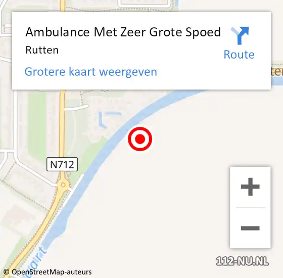 Locatie op kaart van de 112 melding: Ambulance Met Zeer Grote Spoed Naar Rutten op 18 juli 2024 22:07