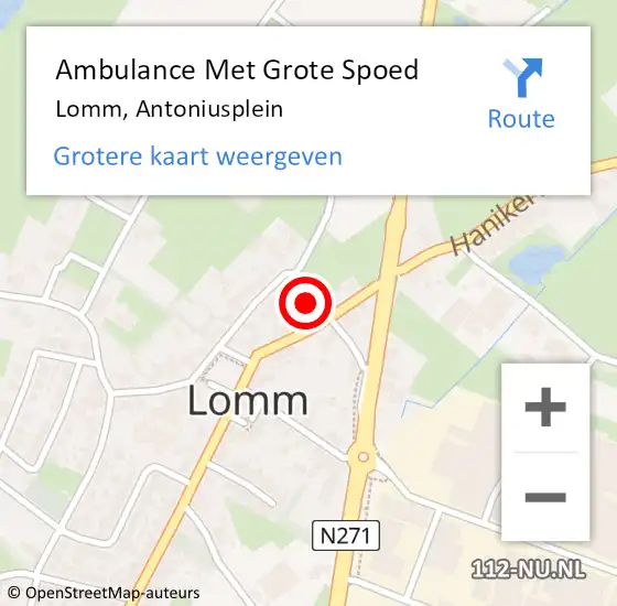 Locatie op kaart van de 112 melding: Ambulance Met Grote Spoed Naar Lomm, Antoniusplein op 13 oktober 2014 15:18