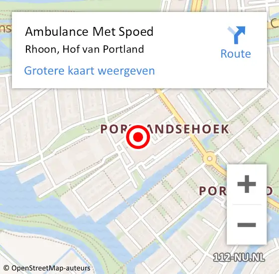 Locatie op kaart van de 112 melding: Ambulance Met Spoed Naar Rhoon, Hof van Portland op 18 juli 2024 22:28