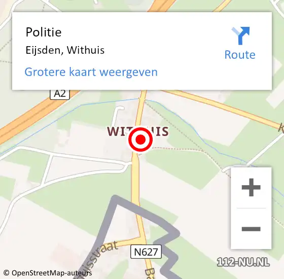 Locatie op kaart van de 112 melding: Politie Eijsden, Withuis op 18 juli 2024 22:39