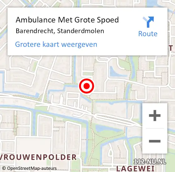 Locatie op kaart van de 112 melding: Ambulance Met Grote Spoed Naar Barendrecht, Standerdmolen op 18 juli 2024 22:41