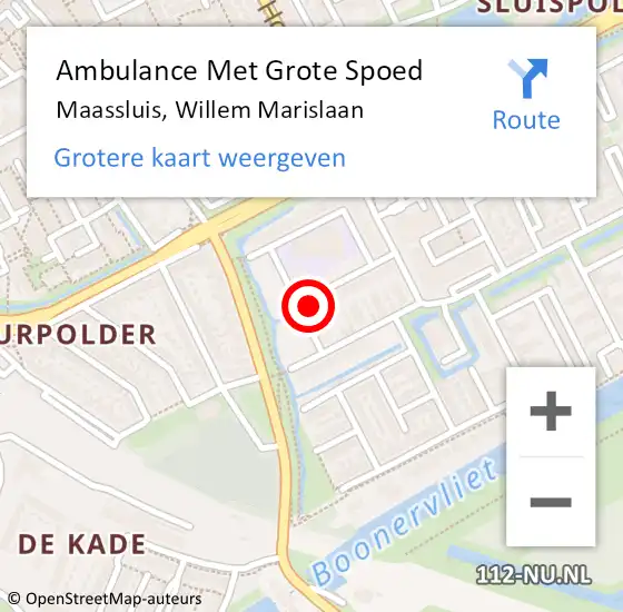 Locatie op kaart van de 112 melding: Ambulance Met Grote Spoed Naar Maassluis, Willem Marislaan op 18 juli 2024 22:50