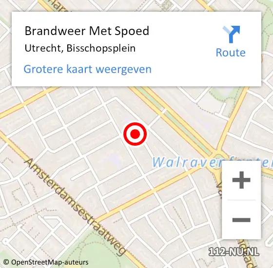 Locatie op kaart van de 112 melding: Brandweer Met Spoed Naar Utrecht, Bisschopsplein op 18 juli 2024 22:53