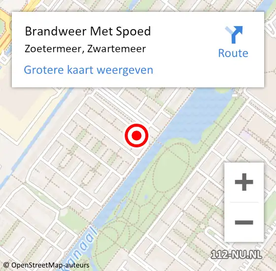 Locatie op kaart van de 112 melding: Brandweer Met Spoed Naar Zoetermeer, Zwartemeer op 18 juli 2024 22:54