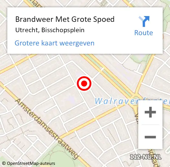 Locatie op kaart van de 112 melding: Brandweer Met Grote Spoed Naar Utrecht, Bisschopsplein op 18 juli 2024 22:55