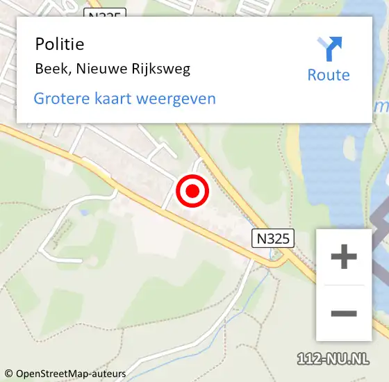 Locatie op kaart van de 112 melding: Politie Beek, Nieuwe Rijksweg op 18 juli 2024 23:06