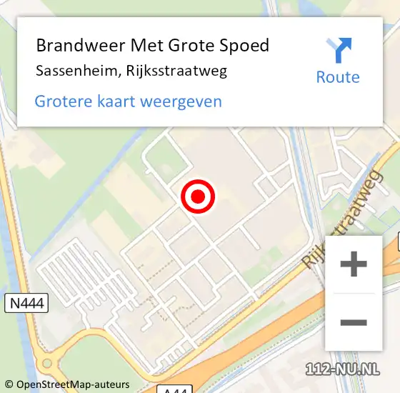 Locatie op kaart van de 112 melding: Brandweer Met Grote Spoed Naar Sassenheim, Rijksstraatweg op 18 juli 2024 23:27