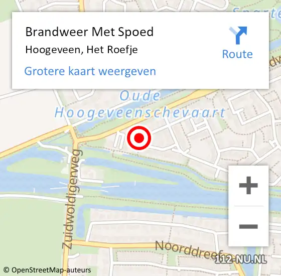 Locatie op kaart van de 112 melding: Brandweer Met Spoed Naar Hoogeveen, Het Roefje op 18 juli 2024 23:40