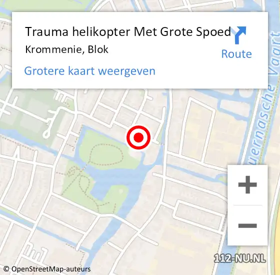 Locatie op kaart van de 112 melding: Trauma helikopter Met Grote Spoed Naar Krommenie, Blok op 18 juli 2024 23:43