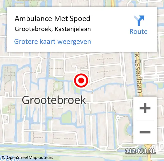 Locatie op kaart van de 112 melding: Ambulance Met Spoed Naar Grootebroek, Kastanjelaan op 18 juli 2024 23:53