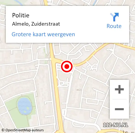 Locatie op kaart van de 112 melding: Politie Almelo, Zuiderstraat op 19 juli 2024 00:01